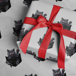 Cute British Shorthair Cat In Pocket Wrapping Paper Roll Cat Lover TS12 White Print Your Wear