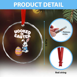 Cute Bunny Fishing Crystal Glass Ornament Hooked for Easter Eggs Funny Holiday TS02 Print Your Wear