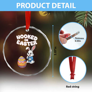 Cute Bunny Fishing Crystal Glass Ornament Hooked for Easter Eggs Funny Holiday TS02 Print Your Wear