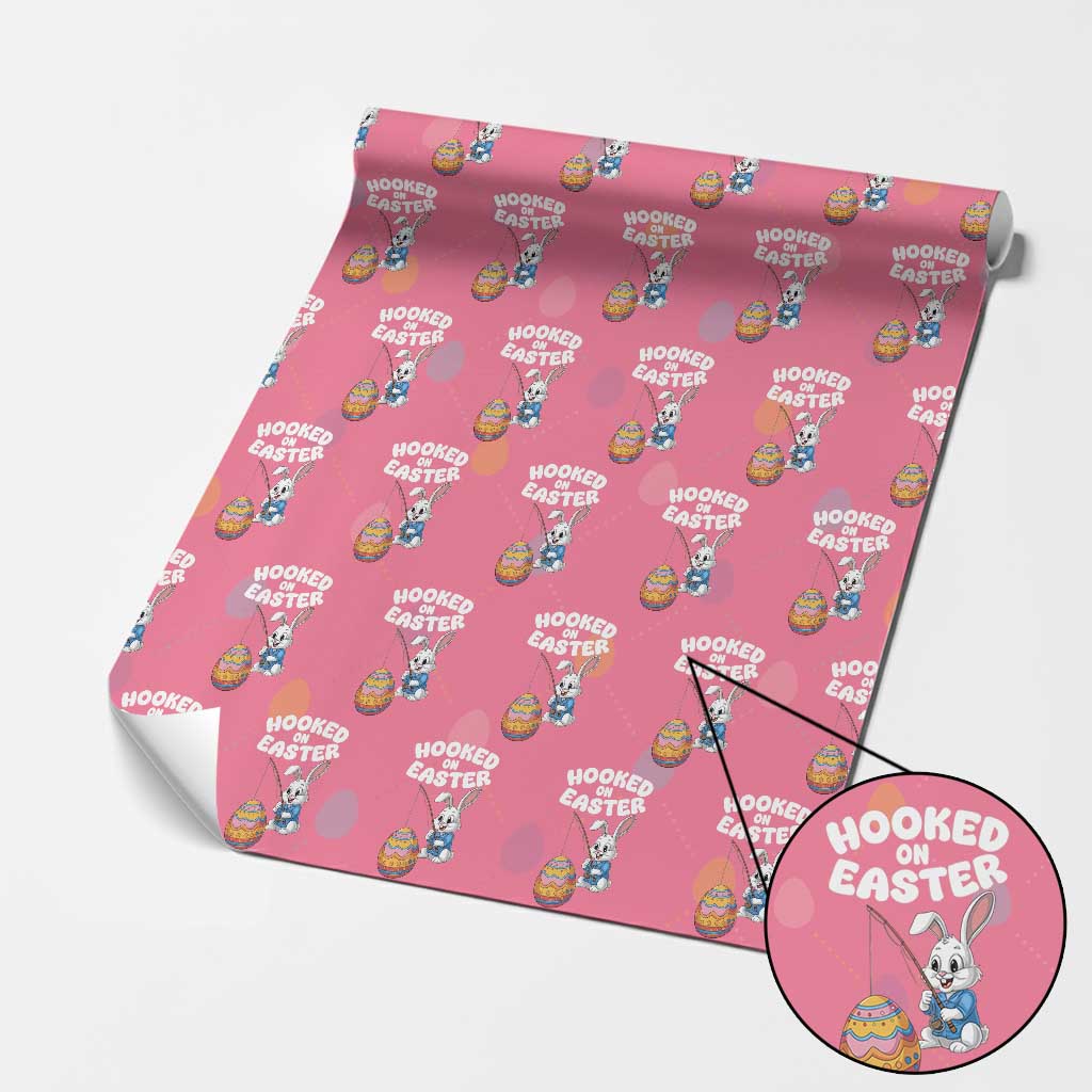 Cute Bunny Fishing Wrapping Paper Roll Hooked for Easter Eggs Funny Holiday TS02 Pink Print Your Wear