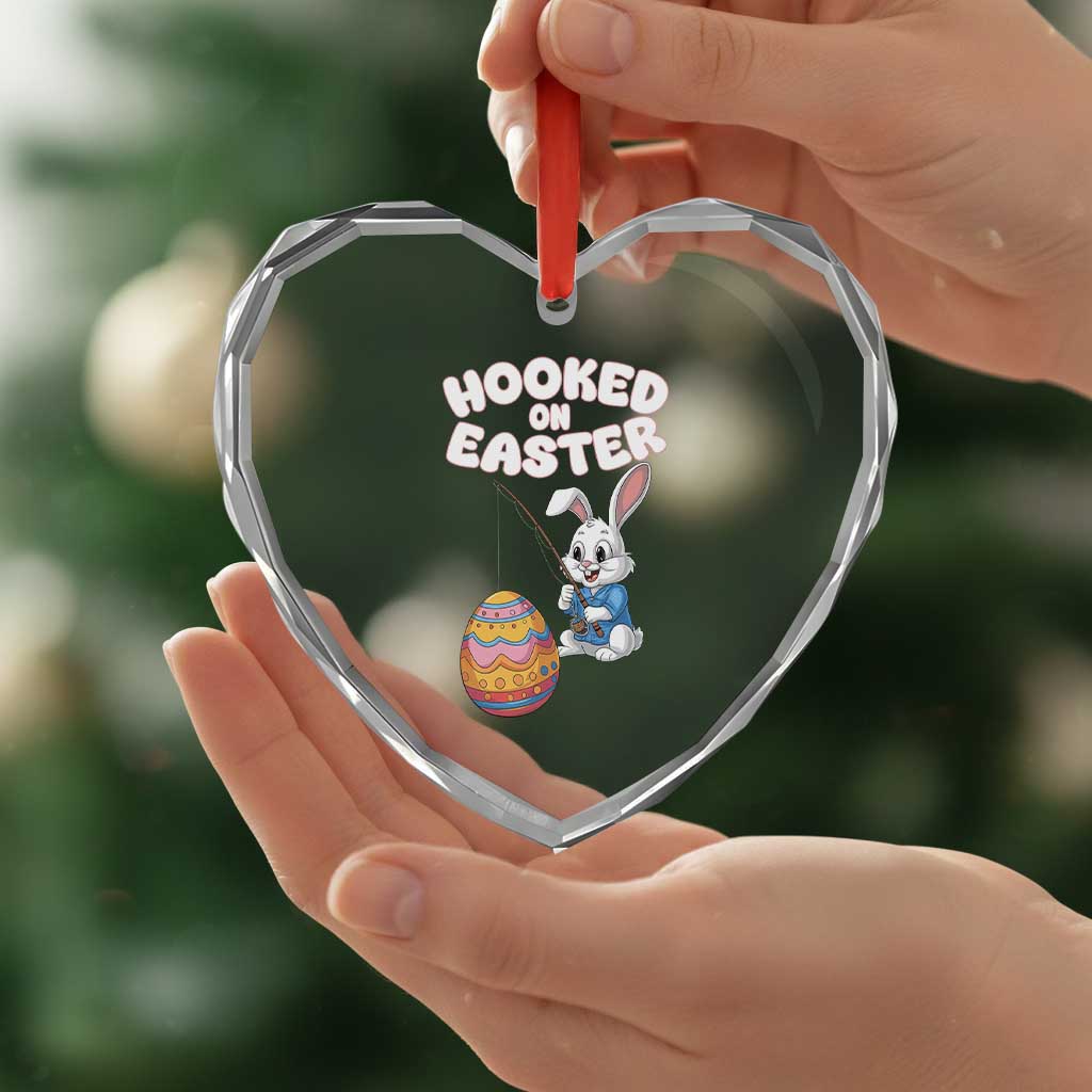 Cute Bunny Fishing Heart Crystal Glass Ornament Hooked for Easter Eggs Funny Holiday TS02 Print Your Wear