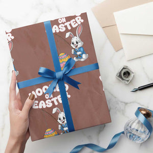 Cute Bunny Fishing Wrapping Paper Roll Hooked for Easter Eggs Funny Holiday TS02 Mocha Print Your Wear