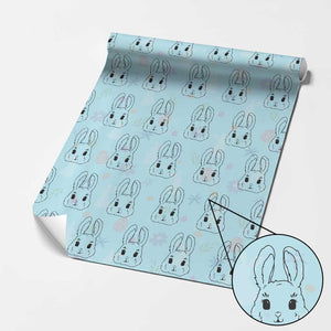 Cute Bunny Wrapping Paper Roll Kawaii Rabbit Happy Easter Day TS10 Light Blue Print Your Wear