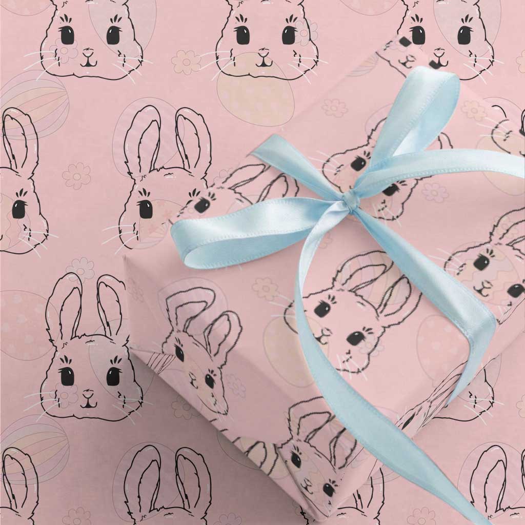 Cute Bunny Wrapping Paper Roll Kawaii Rabbit Happy Easter Day TS10 Light Pink Print Your Wear