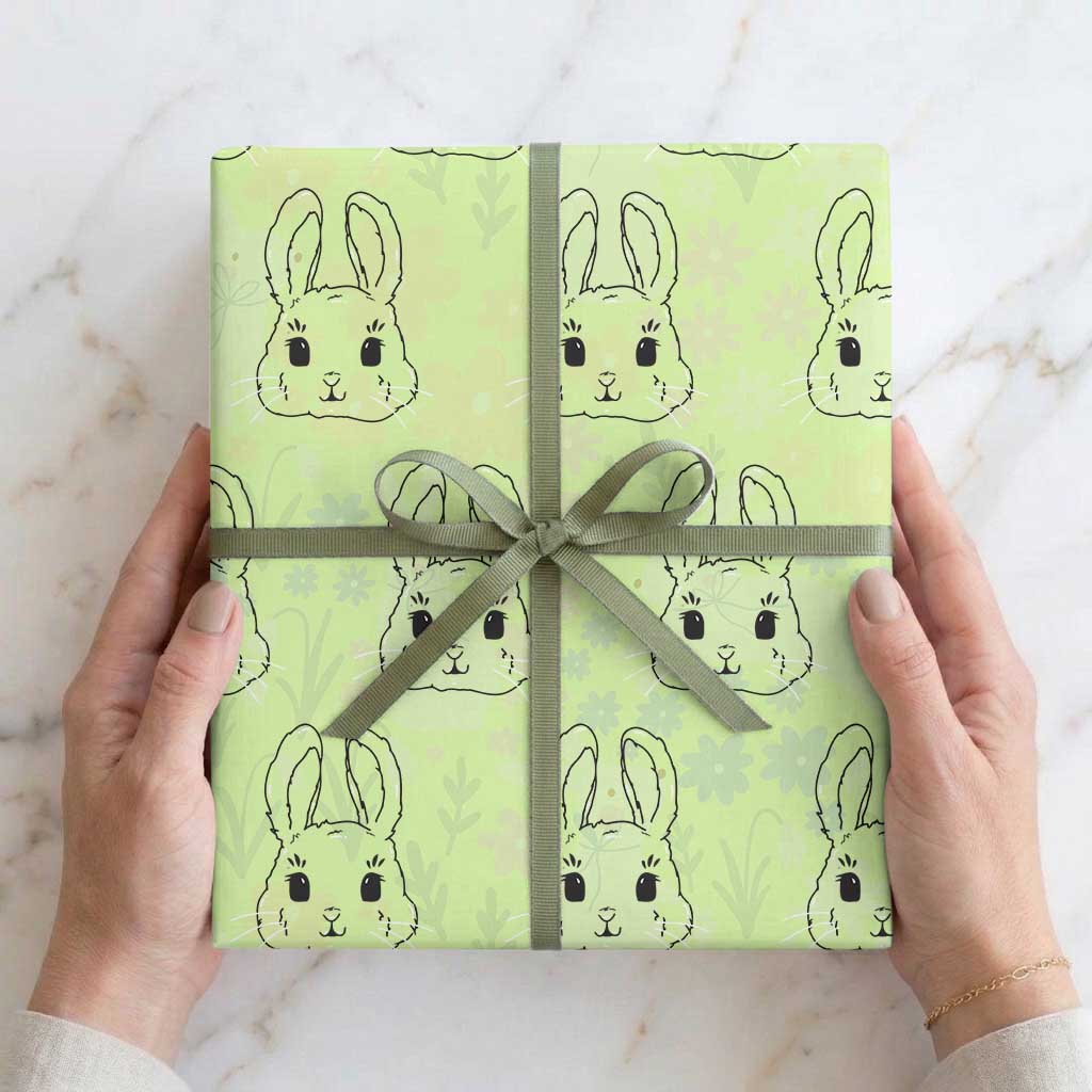 Cute Bunny Wrapping Paper Roll Kawaii Rabbit Happy Easter Day TS10 Lime Print Your Wear