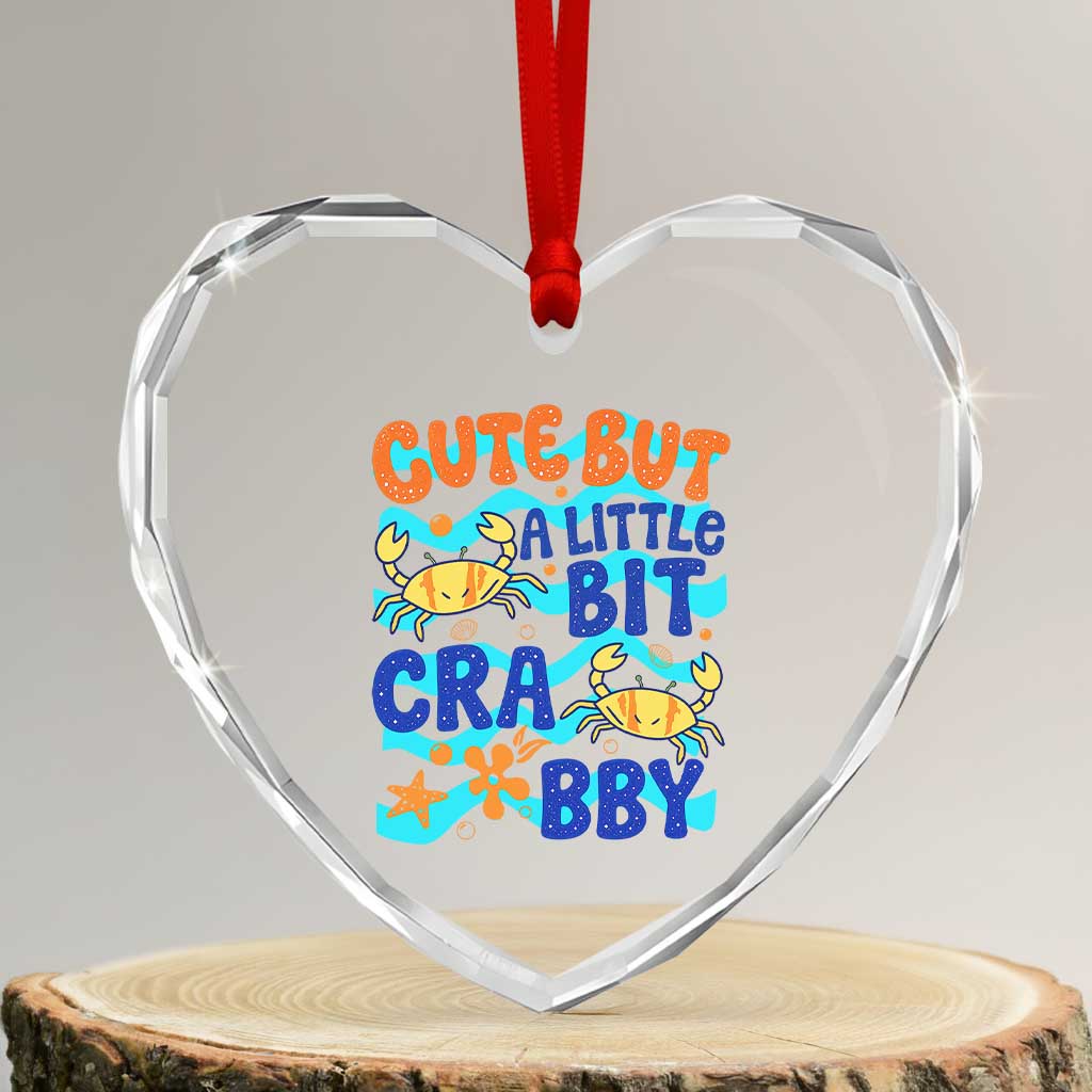 Cute But A Little Bit Crabby Heart Crystal Glass Ornament Beach Crab Summer Vacation TS14 Transparent Glass 3'' Heart Print Your Wear