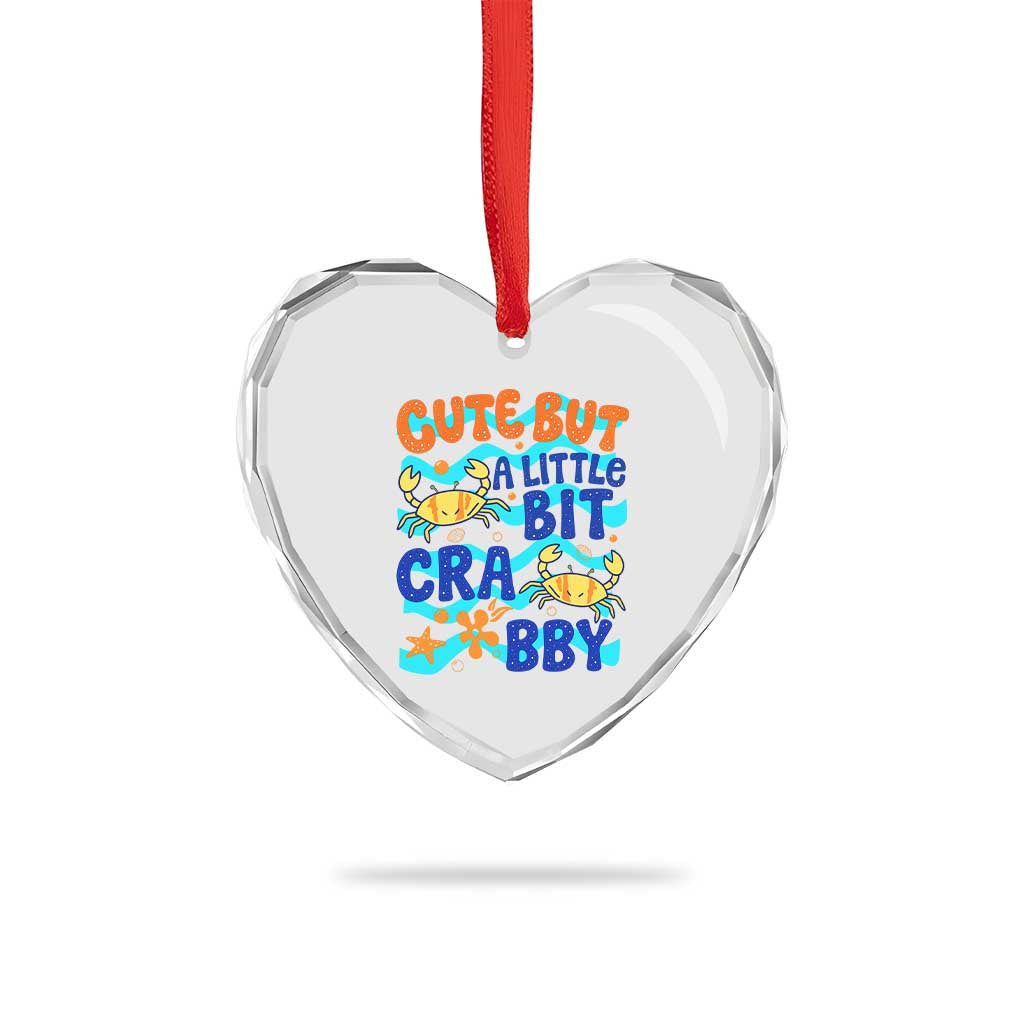 Cute But A Little Bit Crabby Heart Crystal Glass Ornament Beach Crab Summer Vacation TS14 Print Your Wear