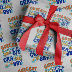 Cute But A Little Bit Crabby Wrapping Paper Roll Beach Crab Summer Vacation TS14 White Print Your Wear