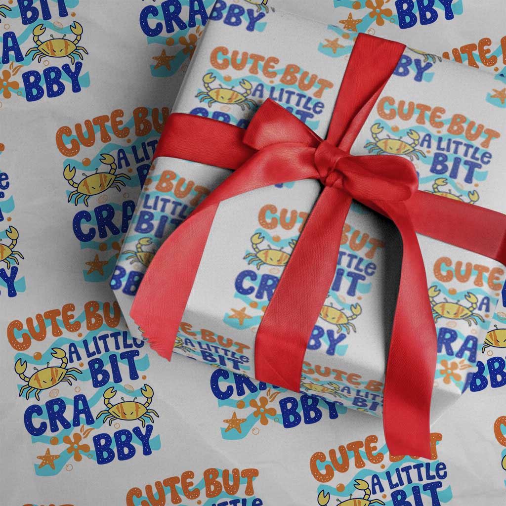 Cute But A Little Bit Crabby Wrapping Paper Roll Beach Crab Summer Vacation TS14 White Print Your Wear