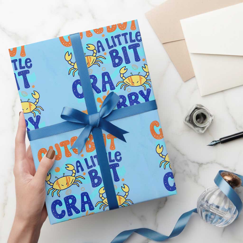 Cute But A Little Bit Crabby Wrapping Paper Roll Beach Crab Summer Vacation TS14 Light Blue Print Your Wear
