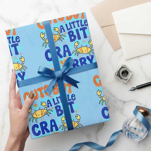 Cute But A Little Bit Crabby Wrapping Paper Roll Beach Crab Summer Vacation TS14 Light Blue Print Your Wear
