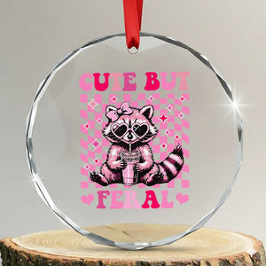 Cute But Feral Raccoon Crystal Glass Ornament Funny Sunglasses Trash Panda TS10 Transparent Glass 3'' Circle Print Your Wear