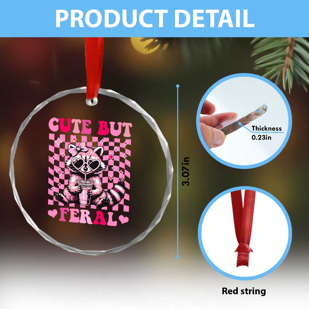Cute But Feral Raccoon Crystal Glass Ornament Funny Sunglasses Trash Panda TS10 Print Your Wear