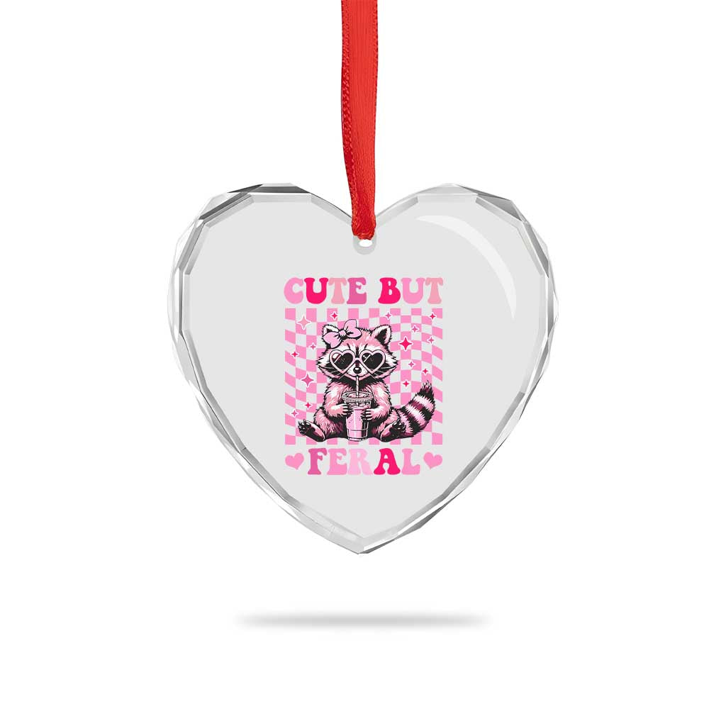 Cute But Feral Raccoon Heart Crystal Glass Ornament Funny Sunglasses Trash Panda TS10 Print Your Wear