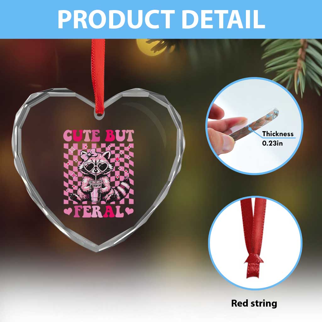 Cute But Feral Raccoon Heart Crystal Glass Ornament Funny Sunglasses Trash Panda TS10 Print Your Wear