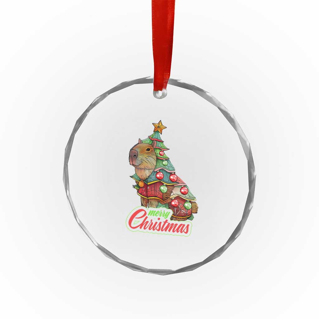 Cute Capybara Xmas Tree Crystal Glass Ornament TS09 Print Your Wear