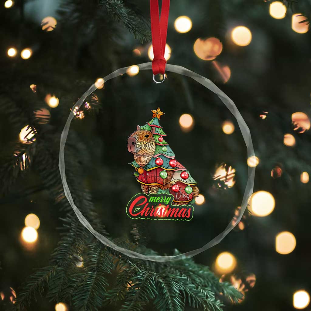 Cute Capybara Xmas Tree Crystal Glass Ornament TS09 Print Your Wear