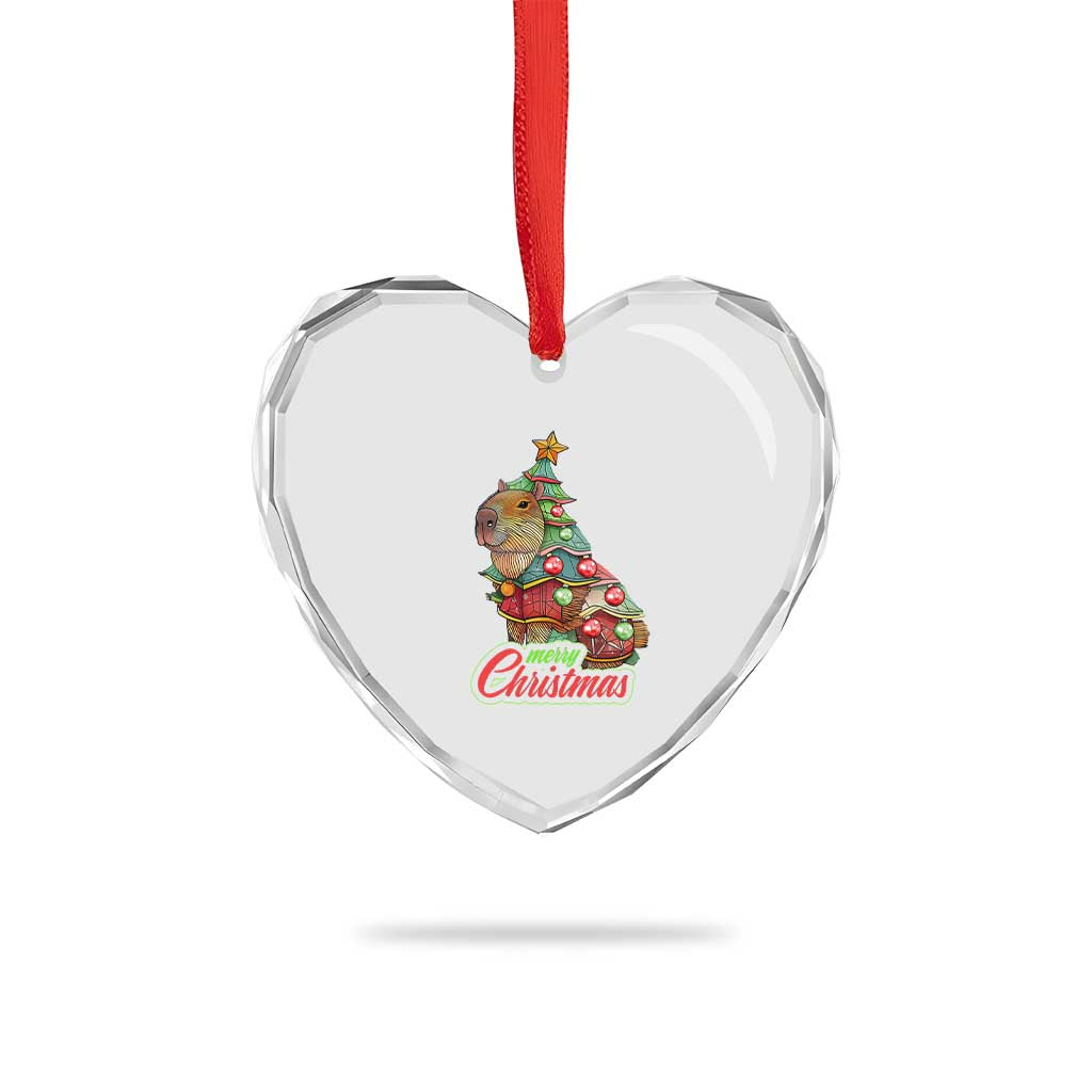 Cute Capybara Xmas Tree Heart Crystal Glass Ornament TS09 Print Your Wear