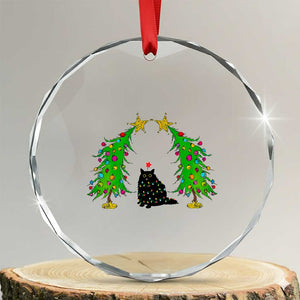 Cute Cat Crystal Glass Ornament Kitty Cat Lover Xmas Tree Lights TS10 Transparent Glass 3'' Circle Print Your Wear