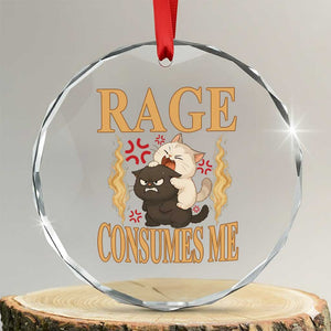 Cute Cat Crystal Glass Ornament Rage Is Consuming Me TS12 Transparent Glass 3'' Circle Print Your Wear