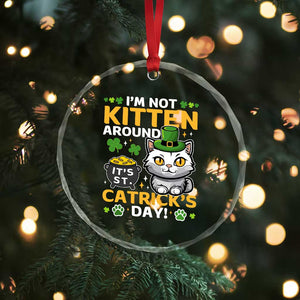 Cute Cat Leperchaun Crystal Glass Ornament Im Not Kitten Around Catrick's Day St Patricks TS02 Print Your Wear
