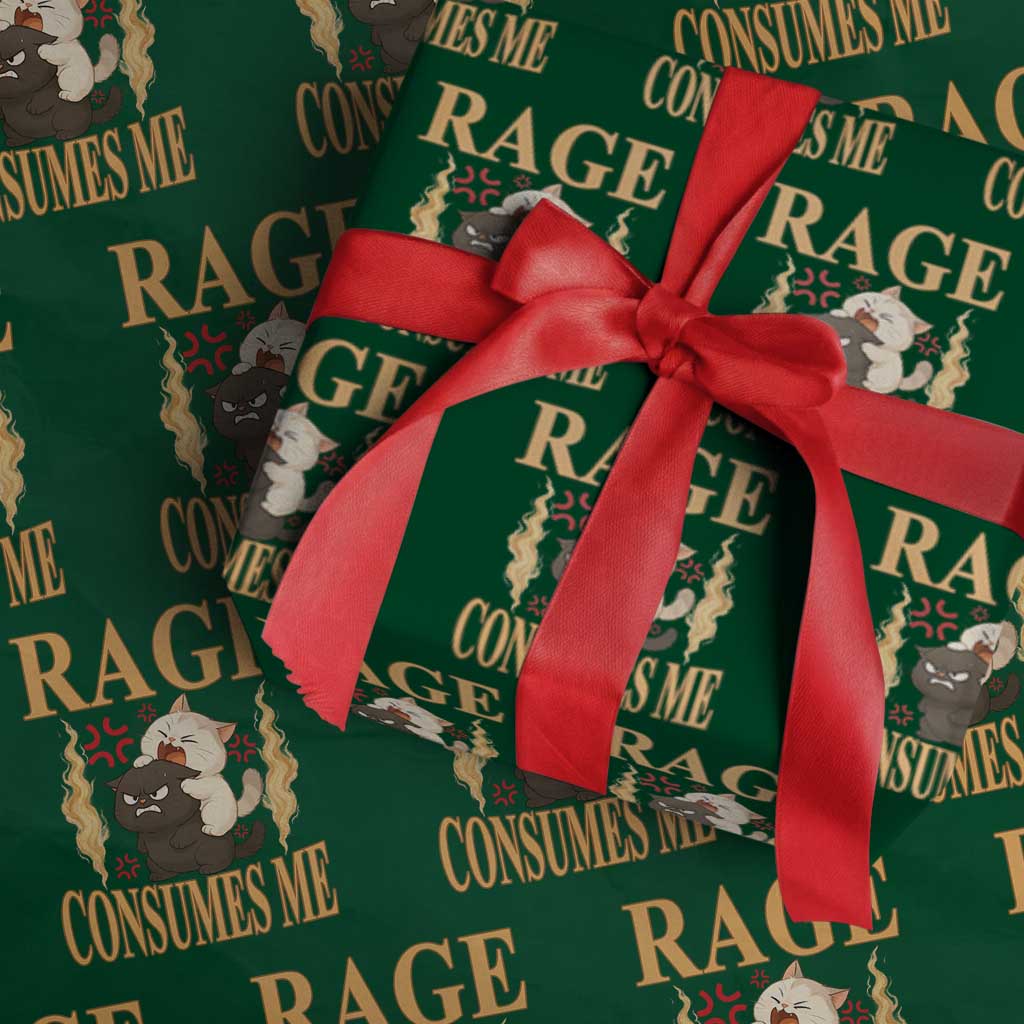 Cute Cat Wrapping Paper Roll Rage Is Consuming Me TS12 Green Print Your Wear
