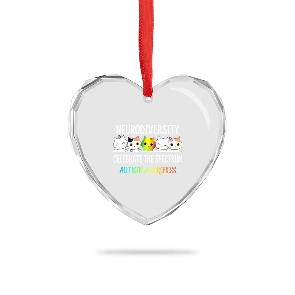 Cute Cats Autism Embrace Heart Crystal Glass Ornament Neurodiversity Celebrate The Spectrum TS02 Print Your Wear