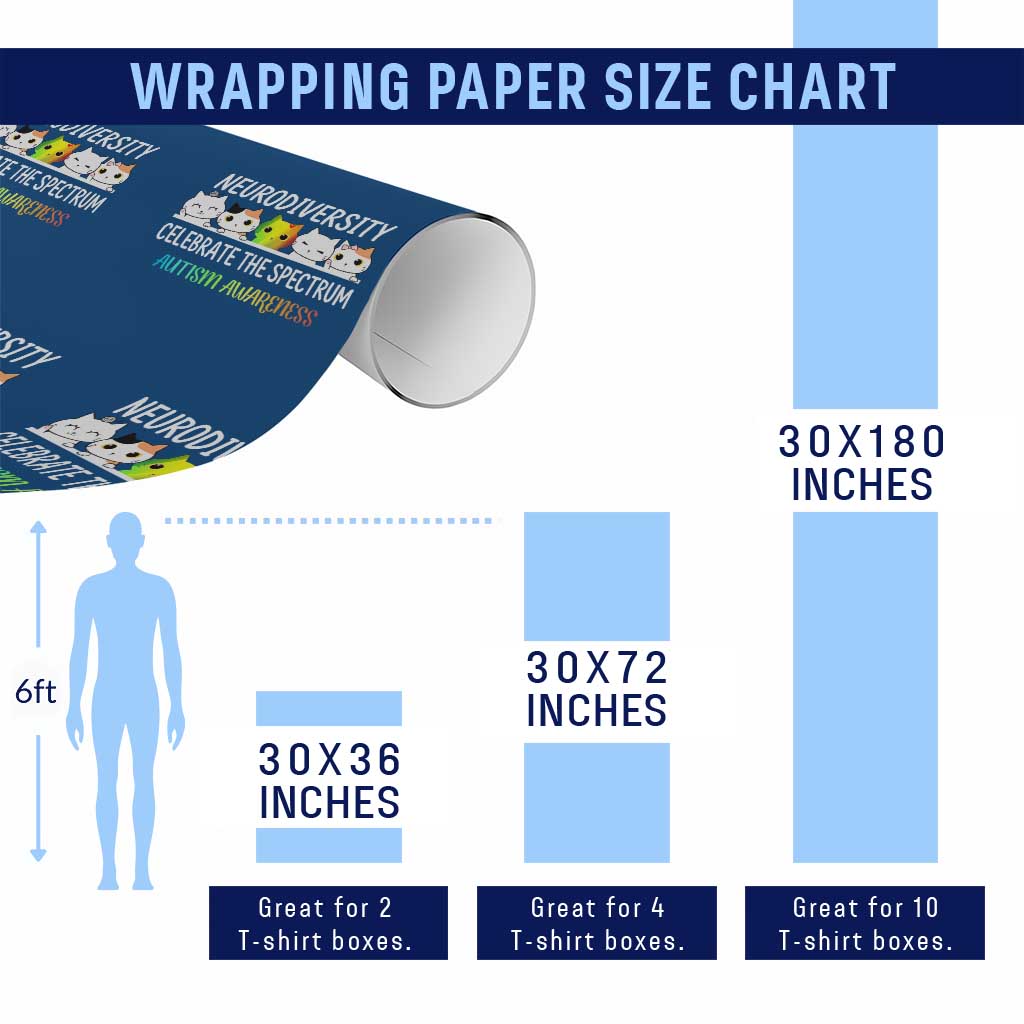 Cute Cats Autism Embrace Wrapping Paper Roll Neurodiversity Celebrate The Spectrum TS02 Print Your Wear