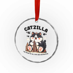 Cute Catzilla Crystal Glass Ornament The Ruler Of All Cute And Destructive Funny TS12 Print Your Wear