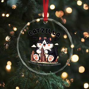 Cute Catzilla Crystal Glass Ornament The Ruler Of All Cute And Destructive Funny TS12 Print Your Wear