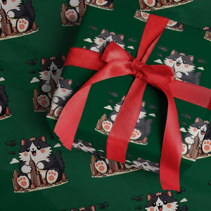 Funny Giant Cat Monster Invades City Wrapping Paper Roll Cat Lover Gift TS12 Green Print Your Wear