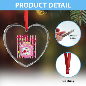 Cute Christian Faith Preppy Graphic Heart Crystal Glass Ornament Jesus Is My Jam Strawberry Fruit Jar