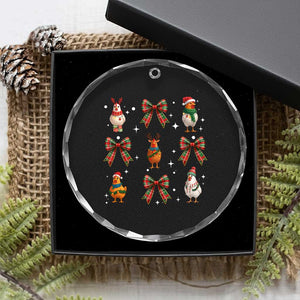 Cute Christmas Chicken With Xmas Coquette Bow Crystal Glass Ornament TS12 Print Your Wear