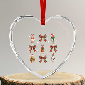 Cute Christmas Chicken With Xmas Coquette Bow Heart Crystal Glass Ornament TS12 Transparent Glass 3'' Heart Print Your Wear