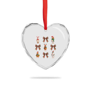 Cute Christmas Chicken With Xmas Coquette Bow Heart Crystal Glass Ornament TS12 Print Your Wear