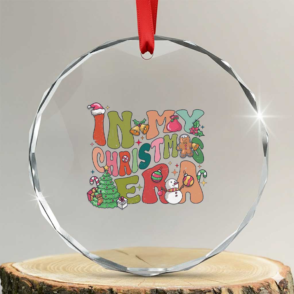 Cute Crystal Glass Ornament Groovy Holiday In My Xmas Era TS10 Transparent Glass 3'' Circle Print Your Wear