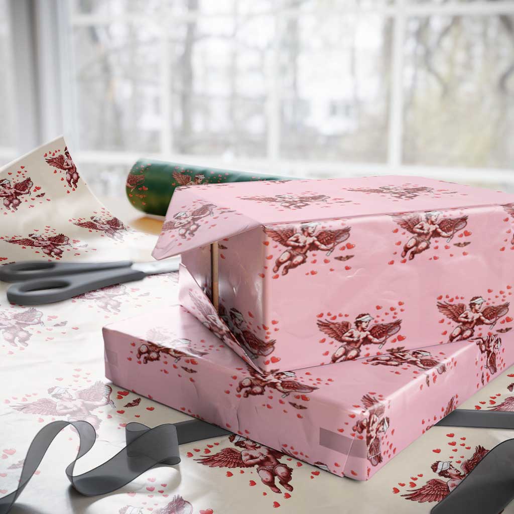 Cute Cupid Tennis Angel Wrapping Paper Roll Valentines Day Gift TS12 Light Pink Print Your Wear