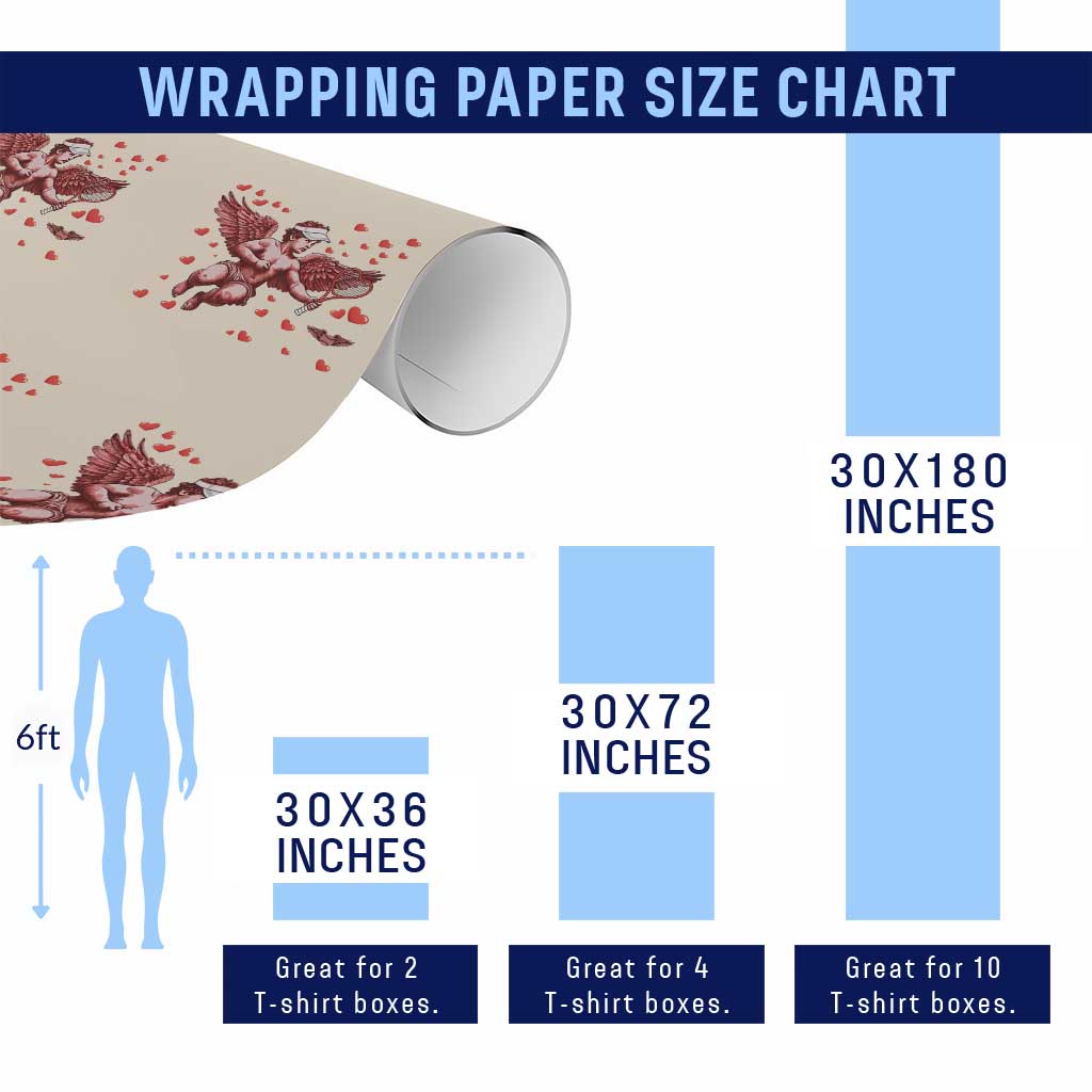 Cute Cupid Tennis Angel Wrapping Paper Roll Valentines Day Gift TS12 Print Your Wear