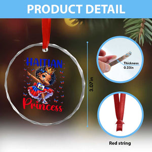 Cute Dabbing Haitian Princess Kids Graphic Crystal Glass Ornament Haiti Heritage Pride TS02 Print Your Wear