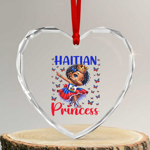 Cute Dabbing Haitian Princess Kids Graphic Heart Crystal Glass Ornament Haiti Heritage Pride TS02 Transparent Glass 3'' Heart Print Your Wear