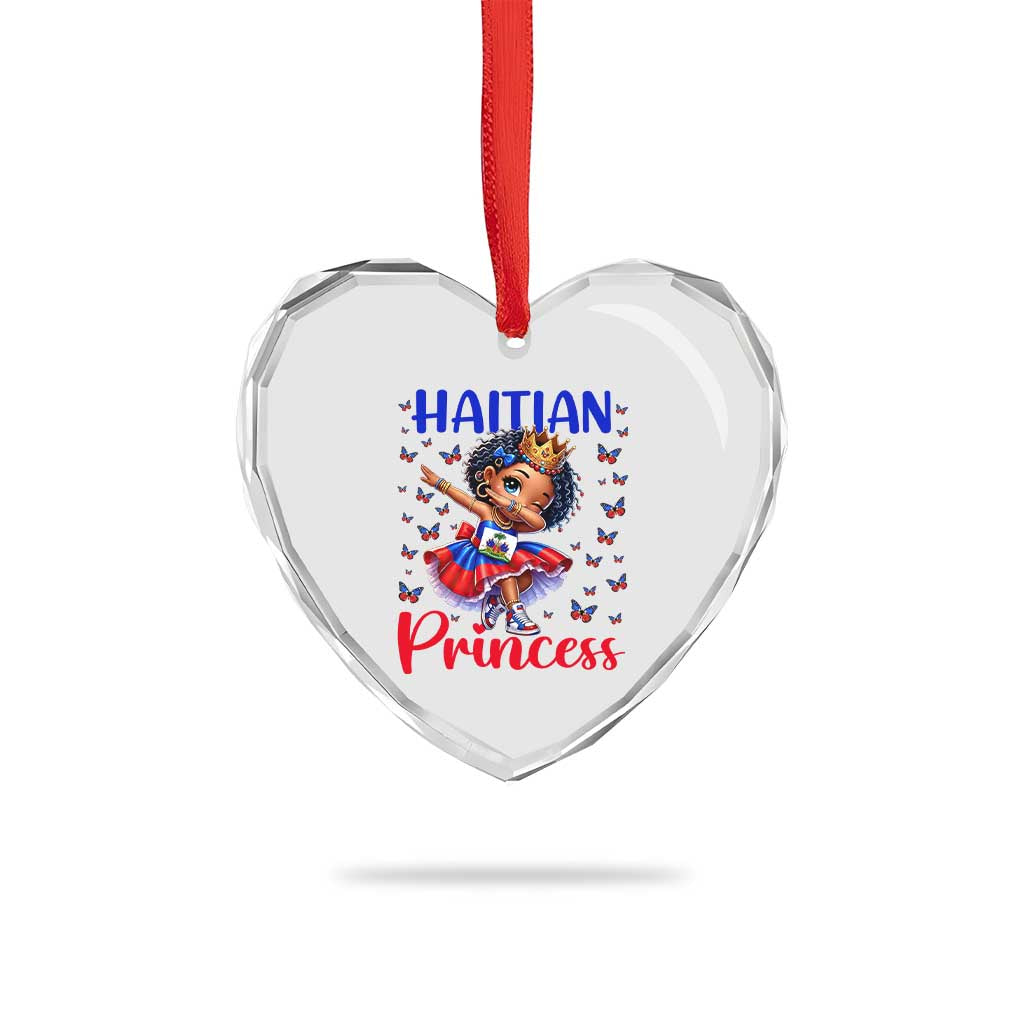 Cute Dabbing Haitian Princess Kids Graphic Heart Crystal Glass Ornament Haiti Heritage Pride TS02 Print Your Wear