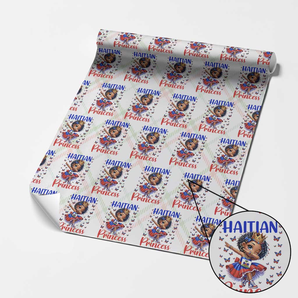Cute Dabbing Haitian Princess Kids Graphic Wrapping Paper Roll Haiti Heritage Pride TS02 Christmas Plaid Print Your Wear