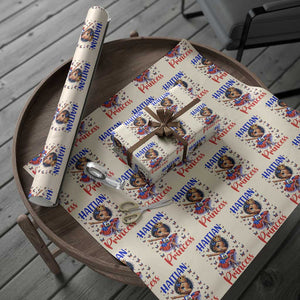 Cute Dabbing Haitian Princess Kids Graphic Wrapping Paper Roll Haiti Heritage Pride TS02 Beige Print Your Wear