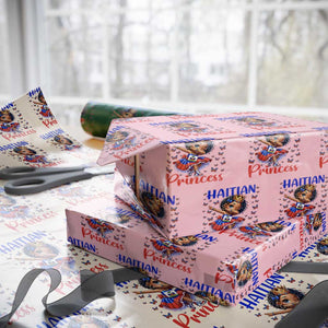 Cute Dabbing Haitian Princess Kids Graphic Wrapping Paper Roll Haiti Heritage Pride TS02 Light Pink Print Your Wear