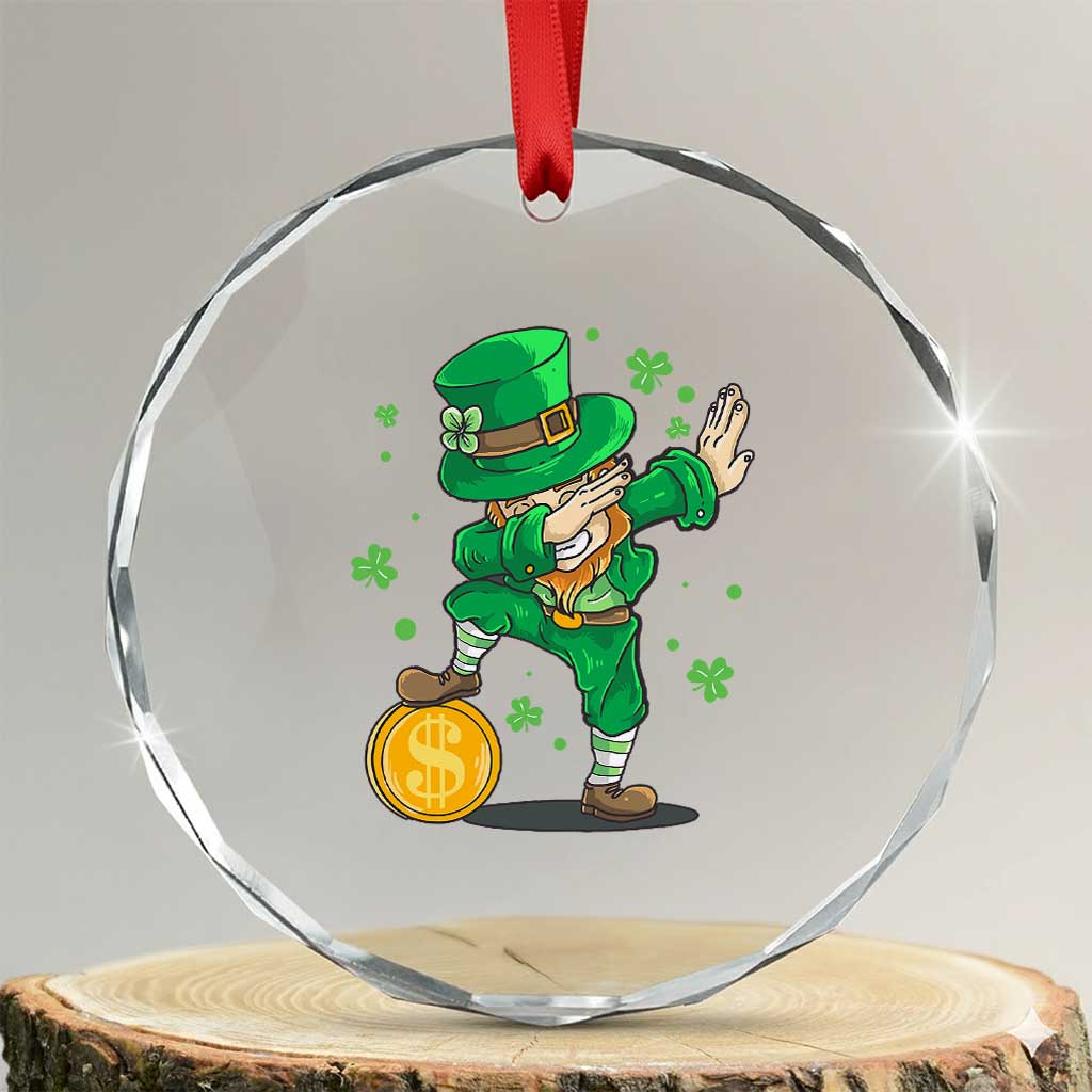 Cute Dabbing Leprechaun Crystal Glass Ornament Funny St Patricks Day TS02 Transparent Glass 3'' Circle Print Your Wear
