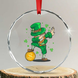 Cute Dabbing Leprechaun Crystal Glass Ornament Funny St Patricks Day TS02 Transparent Glass 3'' Circle Print Your Wear