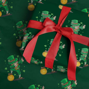 Cute Dabbing Leprechaun Wrapping Paper Roll Funny St Patricks Day TS02 Green Print Your Wear