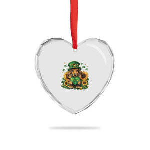 Cute Dachshund Leprechaun Heart Crystal Glass Ornament Shamrock St. Patrick's Day Dog Lover TS02 Print Your Wear