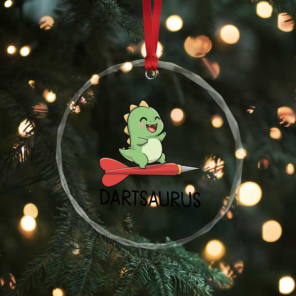 Cute Dartsaurus Playing Dart Crystal Glass Ornament Dinosaur Lover Gift TS12 Print Your Wear