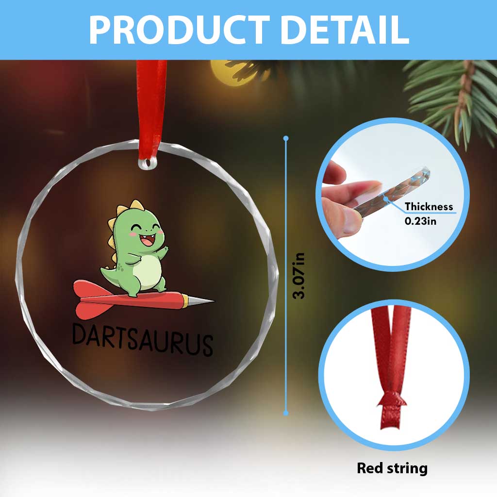 Cute Dartsaurus Playing Dart Crystal Glass Ornament Dinosaur Lover Gift TS12 Print Your Wear